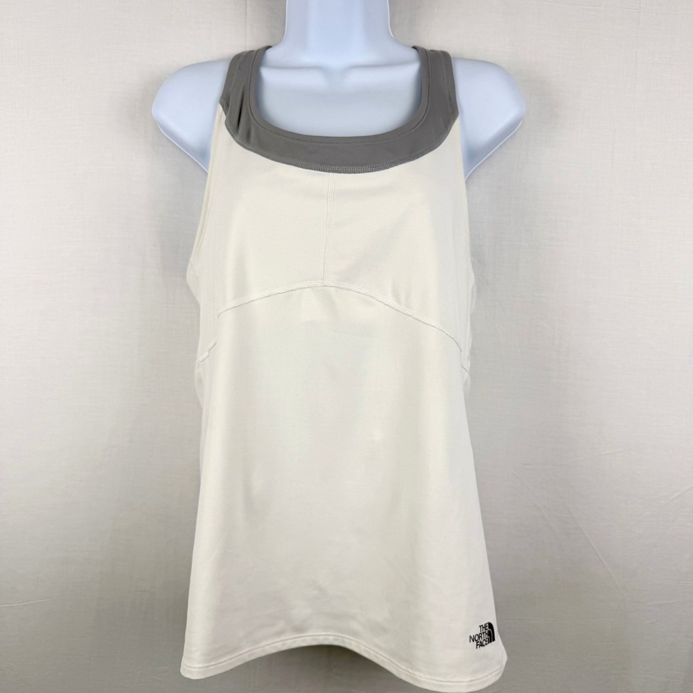 The North Face Womens VaporWick Racerback Tank Top White Grey Large Shelf Bra